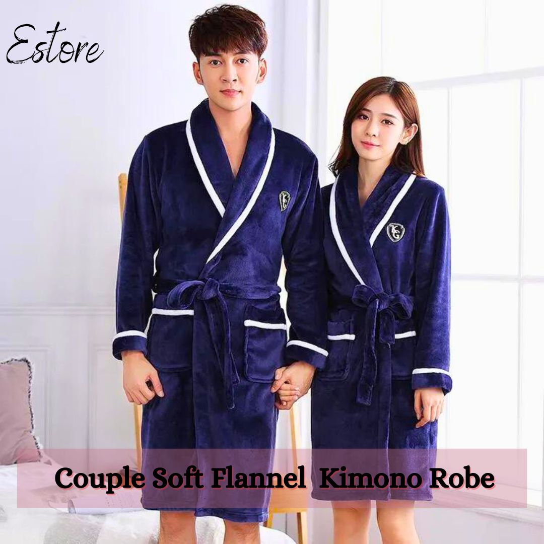 Couple Soft Flannel Kimono Robe - Sleepwear E500