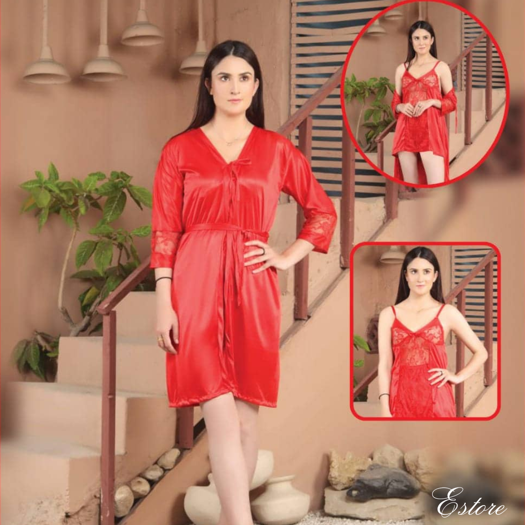 2PC Silk Short Night Dress - E101