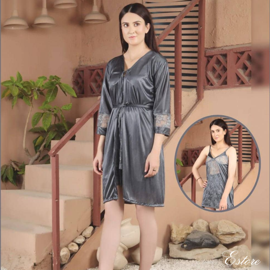 2PC Silk Short Night Dress - E101