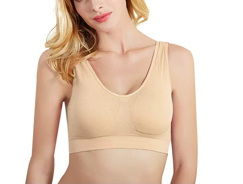 Women's Synthetic Seamless Lightly Padded Hot Air Bra, Non Wired-Pack of 2