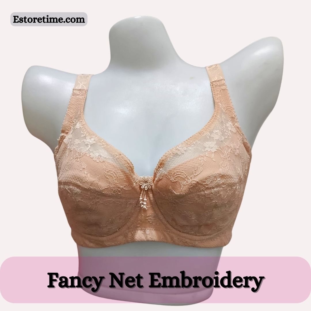 Fancy Net Underwire Embroidery Bra - E611