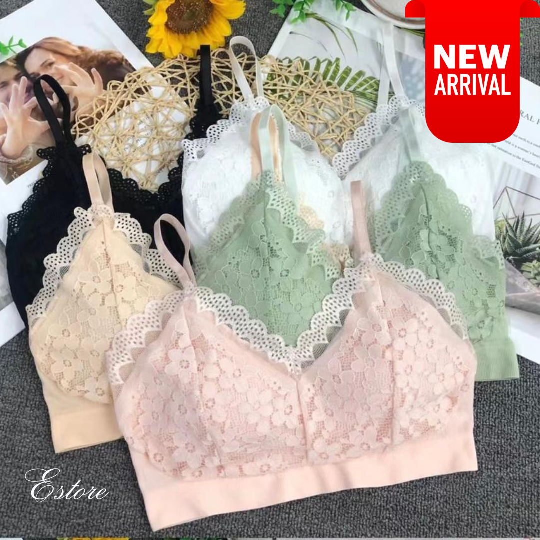 Floral Lace Padded Stylish Bra - 307