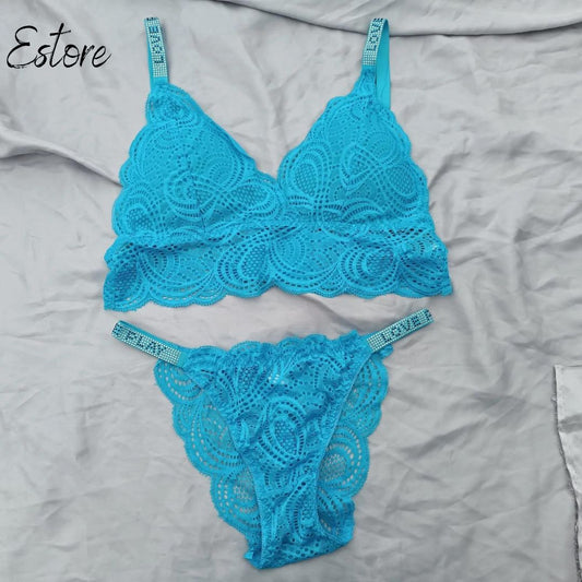 Floral Lace Light Padded Bra Underwear Set - E600